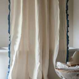 Linen Curtain - 1 Panel With Ruffles, Ruffled Cafe Curtain, Cloth Divider, Flax Curtains, Natural Curtains, Extra Long Curtains - thumbnail 2