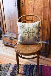 Linen Cushion Cover Gray Cross Stitch Embroidery - thumbnail 1