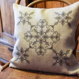 Linen Cushion Cover Gray Cross Stitch Embroidery - thumbnail 2