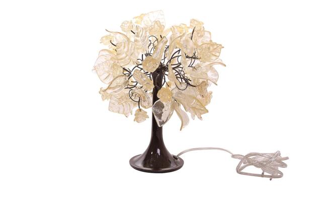 Petite Clear & Gold Flowers Leaves Bedside Desk Lamp - image 1