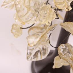 Petite Clear & Gold Flowers Leaves Bedside Desk Lamp - thumbnail 2