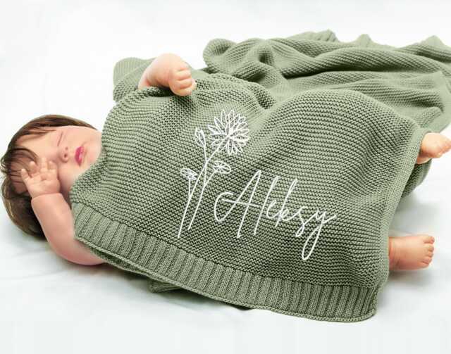 Personalized Baby Blanket - Soft Cotton Knit Custom Name Shower Gift Newborn Keepsake For - image 1