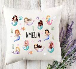 Personalized Mermaid Cushion Girls Nursery Decor, Under The Sea - thumbnail 1