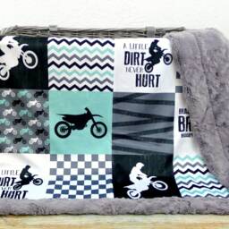 Motocross Minky Blanket - Personalized Faux Patchwork Motorcycle Dirt Bike Baby Motox - thumbnail 2
