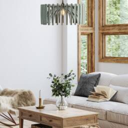 Misty Blue Wood Pendant Light Modern Nordic Style Ceiling Lamp - thumbnail 3