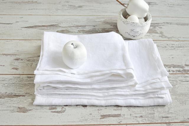 White Linen Towel Set, Thick Rustic Bath & Hand Towels - image 1