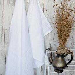 White Linen Towel Set, Thick Rustic Bath & Hand Towels - thumbnail 4