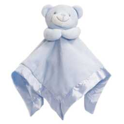 Personalised Blue Bear Silky Fleece Blankie Soft Baby Comforter Shower Gift Newborn Snuggle Keepsake - thumbnail 2