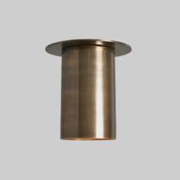 Minimalist Brass Flush Mount Ceiling Light, Modern Cylinder, Mid Century Semi Fixture, Hallway Entryway Lighting, Solid Lamp - thumbnail 2
