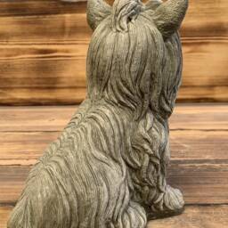 Stone Garden Cute Detailed Yorkshire Terrier Statue Ornament - thumbnail 3