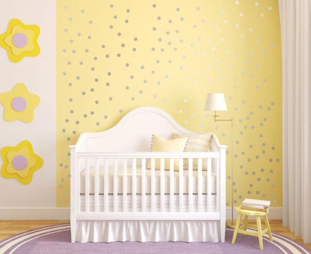 Polka Dot Wall Decal Nursery Kids Room Peel & Stick Circle Sticker Metallic Silver Copper Removable Reusable 200 Dots Included - image 1