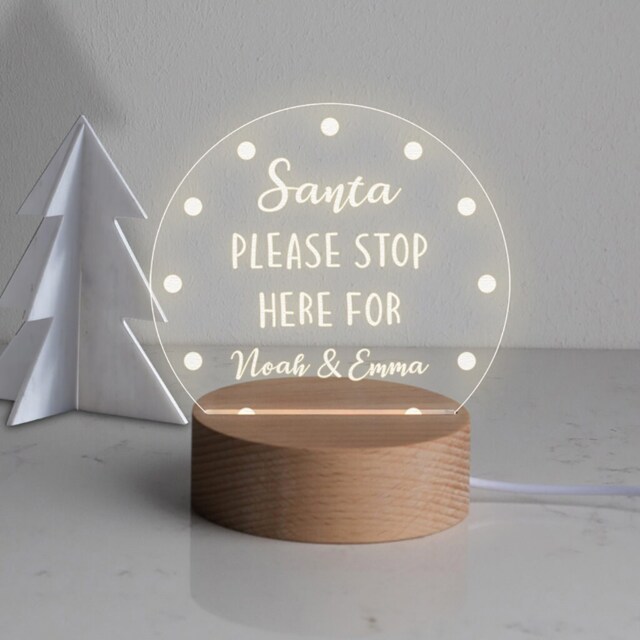 Personalised Christmas Night Light For Kids - Decorations Xmas Gifts Children 7 Colour Variations - image 1