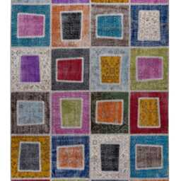 Multicolor Handmade Turkish Patchwork Rug - thumbnail 2