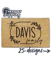 Floral Family Design - Personalized Flower Wreath Name Doormat Custom Welcome Mat With Gifts - thumbnail 1