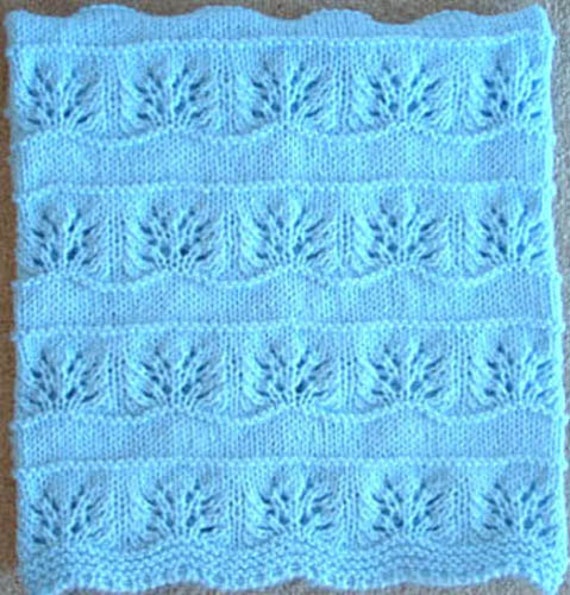 New Handmade Pastel Blue Knit Crochet Baby Afghan Blanket Throw Newborn Infant Soft Floral - image 1