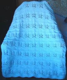 New Handmade Pastel Blue Knit Crochet Baby Afghan Blanket Throw Newborn Infant Soft Floral - thumbnail 2