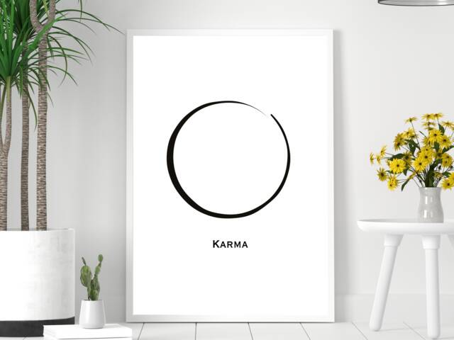 Karma Circle - 18 Colours Print Poster Home Decor Gift Bespoke A5 A4 A3 Framed - image 1