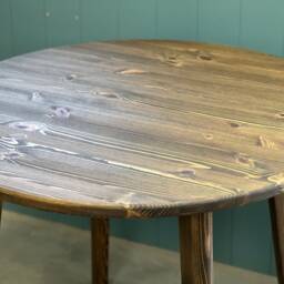 Tria // Mid Century Modern Round Scandinavian Dining Table With Tapered Wood Legs - thumbnail 2