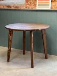 Tria // Mid Century Modern Round Scandinavian Dining Table With Tapered Wood Legs