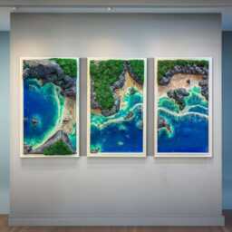 Handmade Resin Ocean, Moss Wall Art Set, Preserved & Wood Seascape, Coastal Decor - thumbnail 2