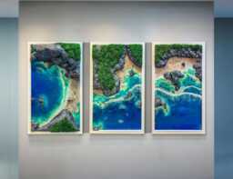 Handmade Resin Ocean, Moss Wall Art Set, Preserved & Wood Seascape, Coastal Decor - thumbnail 1