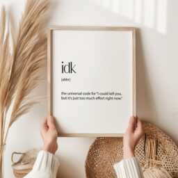Teenager Room Wall Art, Idk Definition, Dictionary Print, Teen Teenage Boy Gift For Him, Boys Black & White - thumbnail 2