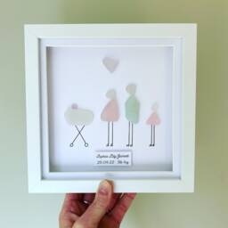Personalised Sea Glass Wall Art - Framed Family Pebble Picture Handmade in Cornwall - thumbnail 2