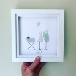 Personalised Sea Glass Wall Art - Framed Family Pebble Picture Handmade in Cornwall - thumbnail 1