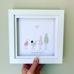 Personalised Sea Glass Wall Art - Framed Family Pebble Picture Handmade in Cornwall - thumbnail 3