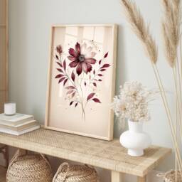 Burgundy Daisy Art Print Botanical Boho Floral Wall Decor - thumbnail 2
