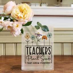 Teachers Plant Seeds Book Vase, Teacher Quote Acrylic Floral Classroom Decor, Growth Inspiration Shelf Art, Vase For Educators - thumbnail 1