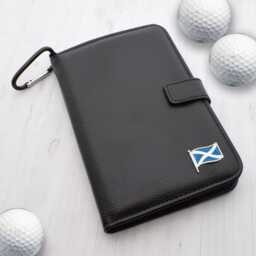 Personalised Wave Flag Leatherette Golf Organiser - Complete With Divot Repairer, Marker, Tees, Scorecard & Pencils