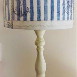 Blue Stripe Nautical Lampshade Anchor & Rope Design - thumbnail 2