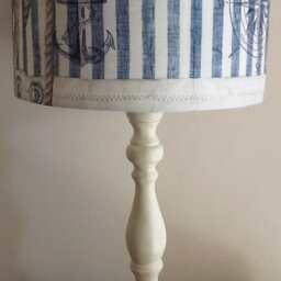 Blue Stripe Nautical Lampshade Anchor & Rope Design - thumbnail 3