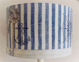 Blue Stripe Nautical Lampshade Anchor & Rope Design - thumbnail 1