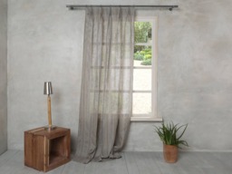 Linen Curtain-Linen Panel-striped Panel-Linen Curtain With Top Tack Pleat At The Top. Width 28''(After Pleatedxcustom Length - thumbnail 1