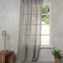 Linen Curtain-Linen Panel-striped Panel-Linen Curtain With Top Tack Pleat At The Top. Width 28''(After Pleatedxcustom Length - thumbnail 3