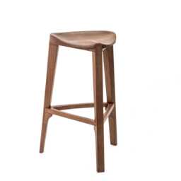 Terza Xl Noce - Walnut Bar Stool, Carved Seat, Footrests, Handcrafted All-Wood Design - thumbnail 3