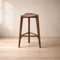 Terza Xl Noce - Walnut Bar Stool, Carved Seat, Footrests, Handcrafted All-Wood Design - thumbnail 2