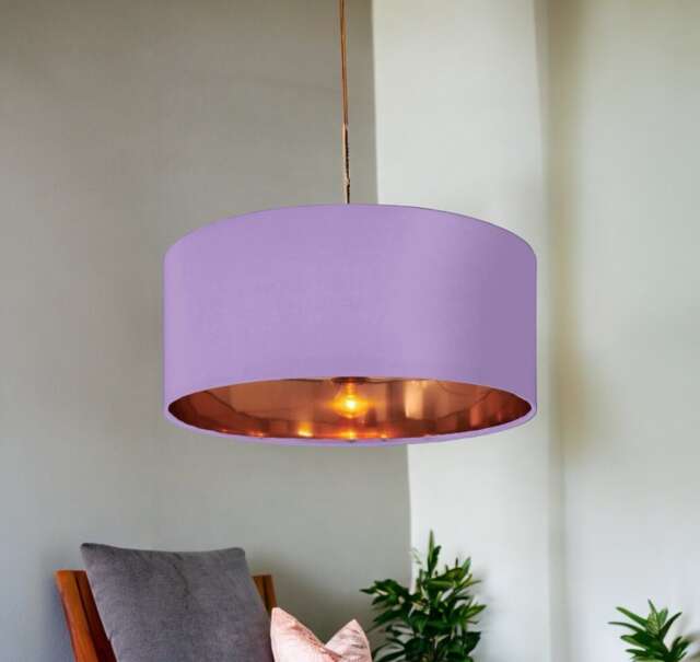 New High Quality Luxury Dark Lilac 36 Cotton Fabric Lamp Shade Pendant Light Drum Shape With Metallic Linings Suitable For All Purpose - image 1