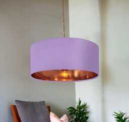 New High Quality Luxury Dark Lilac 36 Cotton Fabric Lamp Shade Pendant Light Drum Shape With Metallic Linings Suitable For All Purpose