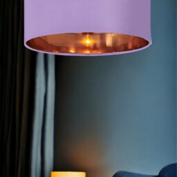 New High Quality Luxury Dark Lilac 36 Cotton Fabric Lamp Shade Pendant Light Drum Shape With Metallic Linings Suitable For All Purpose - thumbnail 2