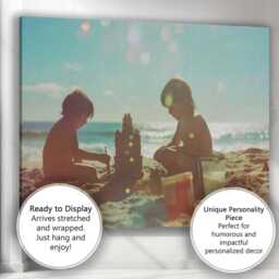 Children Building Sandcastle On Sunny Beach Photography Canvas Wall Art Print Decor Picture Ready To Hang - thumbnail 3