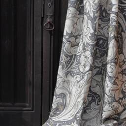 Morris & Co Batchelors Button Door Curtain Black Ink - thumbnail 2