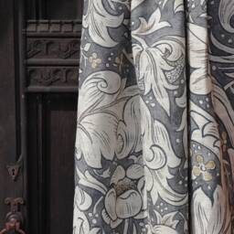 Morris & Co Batchelors Button Door Curtain Black Ink - thumbnail 3