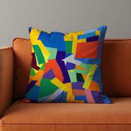 Bold Abstract Cushion Cover, Colorful Block Throw Pillow Case, Modern Art Style Home Decoration, 18x18 - thumbnail 3