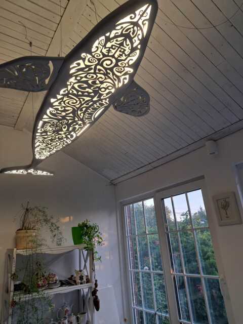40 Inches Orca Wall Hanging Light in Maori Surf Style, Killer Whale - image 1