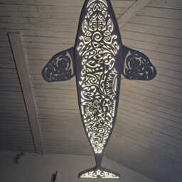 40 Inches Orca Wall Hanging Light in Maori Surf Style, Killer Whale - thumbnail 3