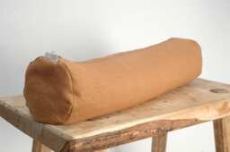 Terracotta Linen Bolster Pillow, Roll Neck Buckwheat 5'x20'/13x50cm Roll Pillow
