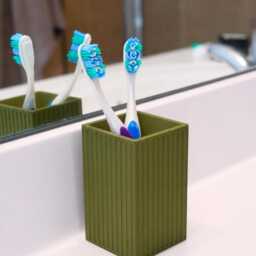 Bathroom Accessories Set 4 Piece Organiser Toothbrush Holder Soap Tray Cotton Pad Vanity Storage Taro - thumbnail 4